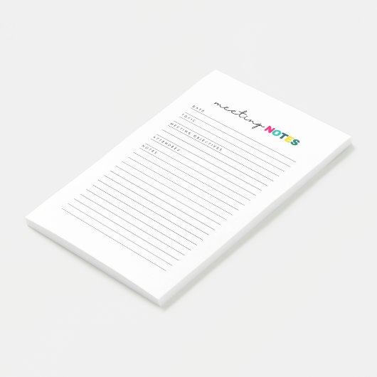 Journal "Meeting Notes" Post-it Klebezettel (angewinkelt)