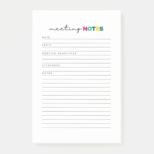 Journal "Meeting Notes" Post-it Klebezettel (Vorderseite)