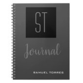 Journal Mit Monogramm Personalisiert Grey Black Mo Notizblock (Vorderseite)