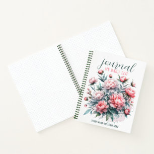 Journal My Daily List Wasserfarbe Sketch Peonies Notizblock