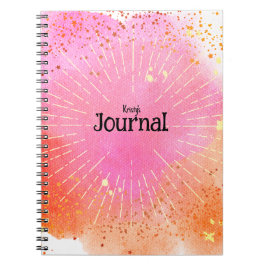 Journal Pink Orange Stars Watercolor Monogram Notizblock