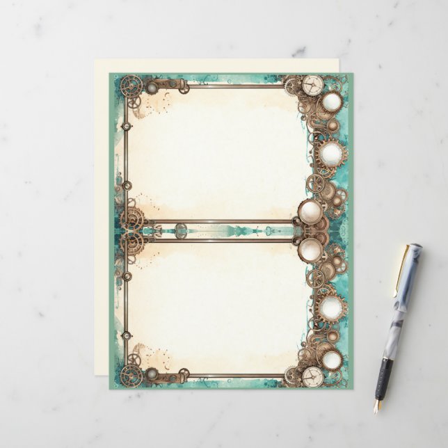 Journal-Seiten Aquamarin und Steampunk (Vorderseite/Rückseite Beispiel)