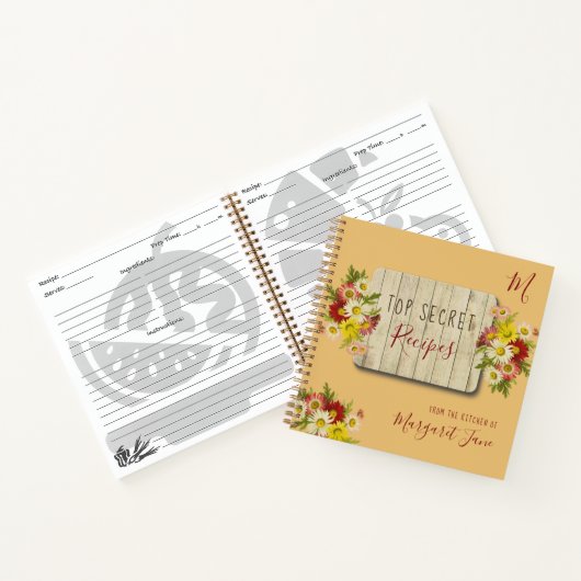 Journal zu Rezepten für rustikale Wildblumen Notizblock (Innenseite)