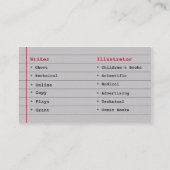 Journalist-/Autorn-/Verfasser-Visitenkarte Visitenkarte (Rückseite)