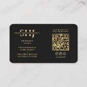 Journalist Monogram Beruflich Black Gold Modern Visitenkarte (Rückseite)