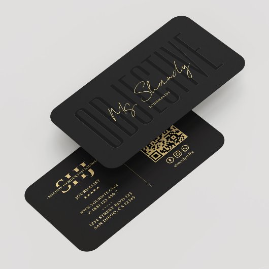 Journalist Monogram Beruflich Black Gold Modern Visitenkarte