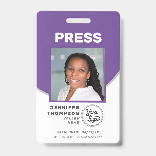 Journalist Press Ausweis Lila und Weißes Foto ID
