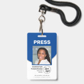Journalist Press Pass Blue and White Foto ID Ausweis (Vorderseite mit Schlüsselband)