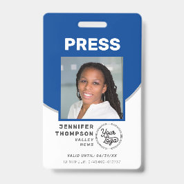 Journalist Press Pass Blue and White Foto ID Ausweis