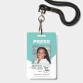 Journalist Press Pass Green and White Foto ID Ausweis (Vorderseite mit Lanyard)