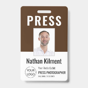 Journalist Pressepass Foto Name Logo ID Braun Ausweis