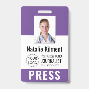 Journalist Pressepass Foto Name Logo ID Lila Ausweis