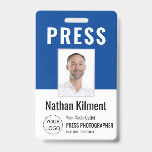 Journalist Pressepass Foto Name Logo ID Navy Blau Ausweis