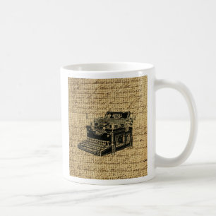 Journalisten begraben antike Schreibmaschine Kaffeetasse