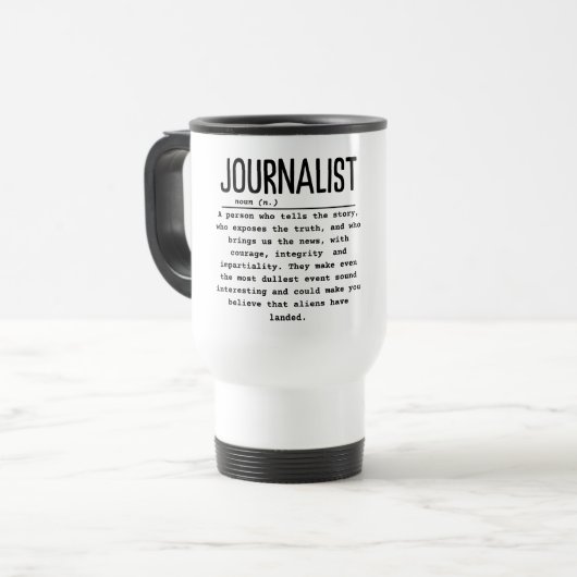 Journalistin Reisebecher (Vorderseite Links)
