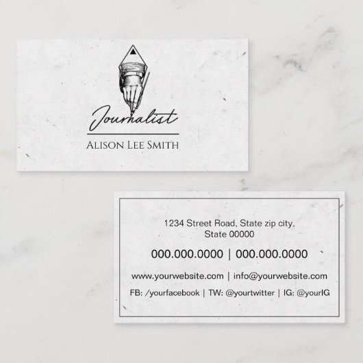 Journalistin Visitenkarte (Vorne/Hinten)