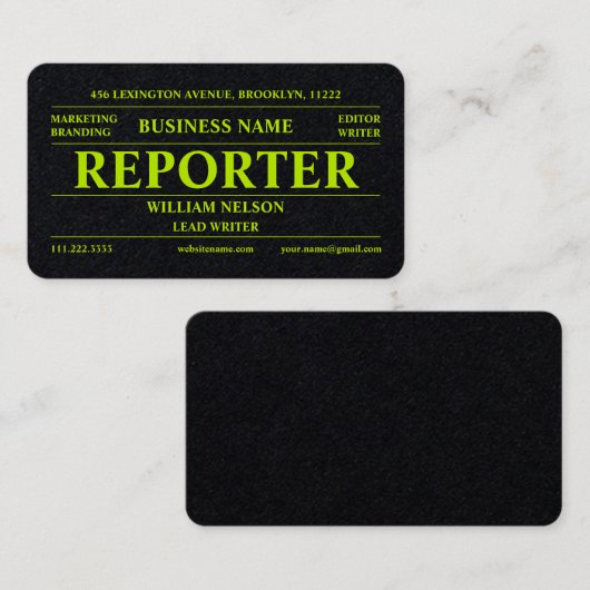 Journalistin Visitenkarte (Vorne/Hinten)