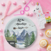 Journey Begin Rustic Mountain Wasserfarbe Pappteller (Party)