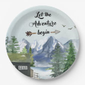 Journey Begin Rustic Mountain Wasserfarbe Pappteller (Vorderseite)