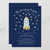 Journey beginnt Rocket Boys Baby Shower Einladung (Vorne/Hinten)