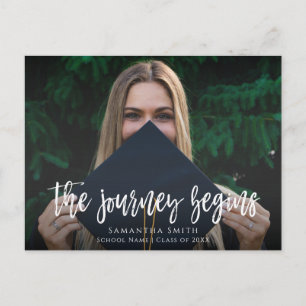 Journey Begins Modern Calligraphy Foto Abschluss Einladungspostkarte