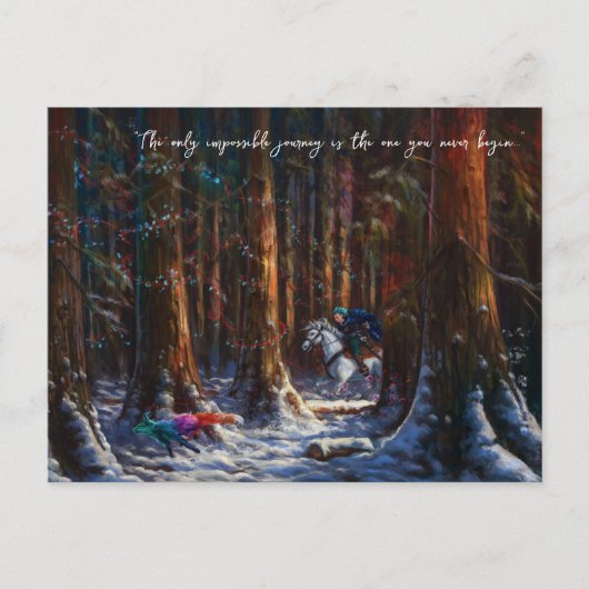Journey - Fantasy forest Berglandschaft Kunst Postkarte (Vorderseite)