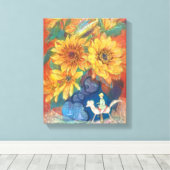 Journey of Whimsy: Sunflower & Rainbow Leinwanddruck (Insitu (Holzboden))