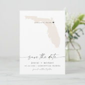 JOURNI Florida Map Beach Zielort Save the Date Einladung (Stehend Vorderseite)