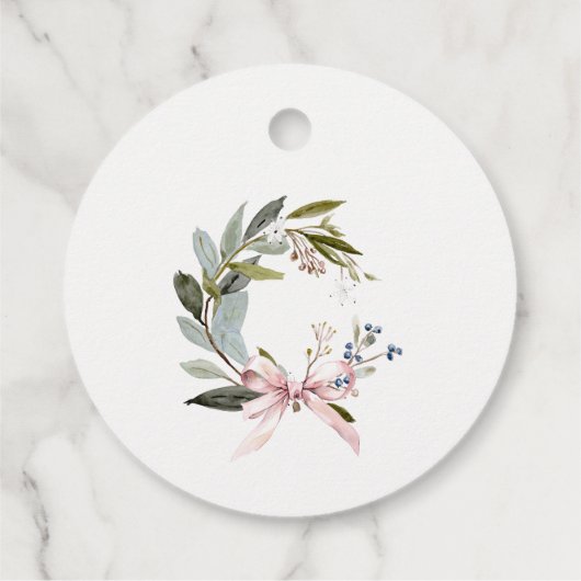 Joush Blush Blue Green Winter Weihnachtskranz Geschenkanhänger (Rückseite)