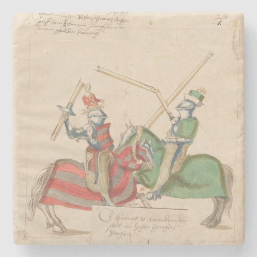 Jousting Knights Steinuntersetzer (Vorderseite)