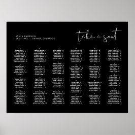 JOVI Black Alphabetical Wedding Seating Chart Poster