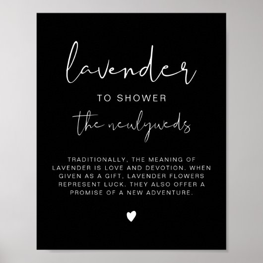 JOVI Black Lavender Toss Wedding Sign Poster (Vorne)