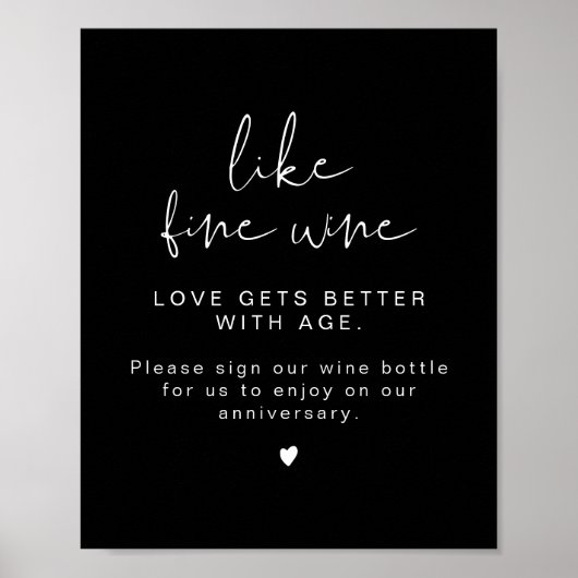 JOVI Black Modern Wine Wedding Gästebuchssign Poster (Vorne)