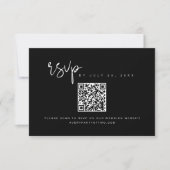 JOVI Edgy Black and White QR Code Wedding RSVP Einladung (Vorderseite)