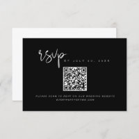 JOVI Edgy Black and White QR Code Wedding RSVP