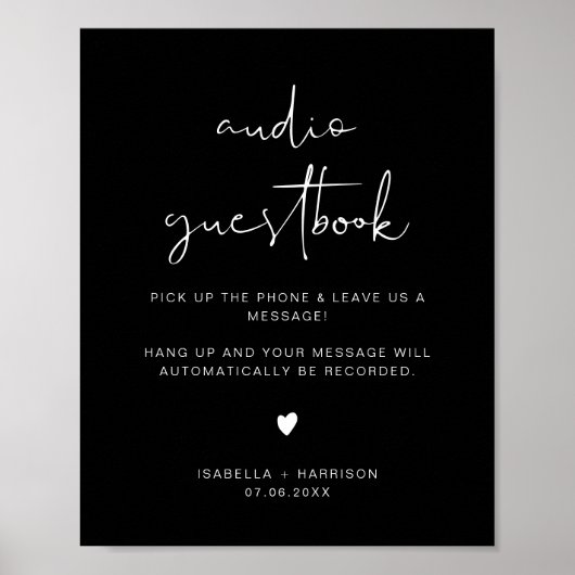 JOVI Edgy Black Audio Gäestbook Wedding Sign Poster (Vorne)