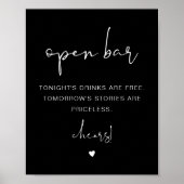 JOVI Edgy Black Boho Funny Open Bar Sign Poster (Vorne)