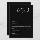 JOVI Edgy Black Modern 12x18" Let's Eat Menu Menükarte (Vorne/Hinten)