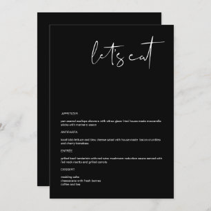 JOVI Edgy Black Modern 12x18" Let's Eat Menu Menükarte