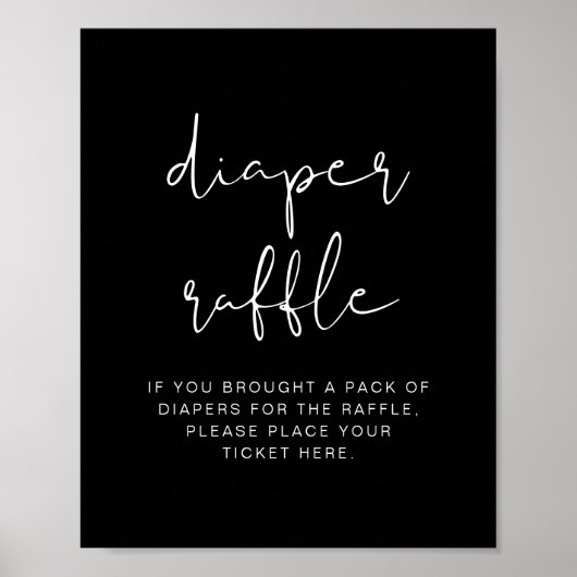 JOVI Edgy Black Modern Diaper Raffle Game Sign Poster (Vorne)