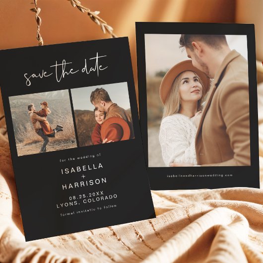 JOVI Edgy Black Modern Foto Save the Date Einladung