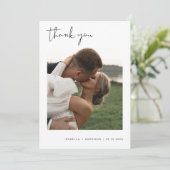 JOVI Edgy Black Modern Foto Wedding Vielen Dank Einladung (Stehend Vorderseite)