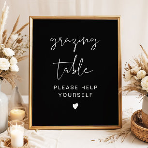 JOVI Edgy Black Modern Grazing Table Sign Poster