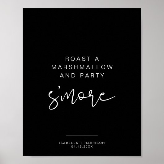 JOVI Edgy Black Modern Minimalistisch S'mores Bar Poster (Vorne)