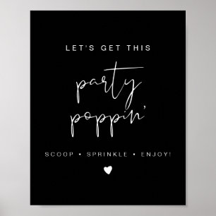 JOVI Edgy Black Modern Popcorn Bar Wedding Sign Poster