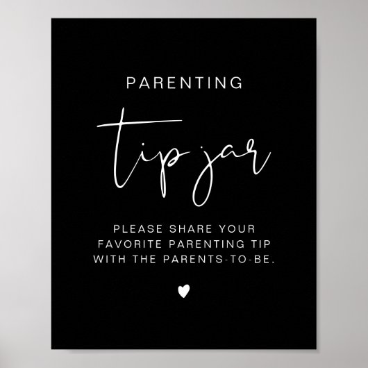 JOVI Edgy Black Modern Tipp Jar und Advice Sign Poster (Vorne)