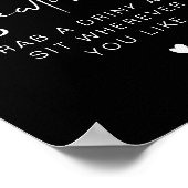 JOVI Edgy Black Modern Wedding Open Seating Zeiche Poster (Ecke)