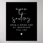 JOVI Edgy Black Modern Wedding Open Seating Zeiche Poster (Vorne)
