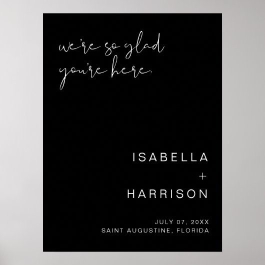 JOVI Edgy Black Modern Wedding Welcome Poster (Vorne)