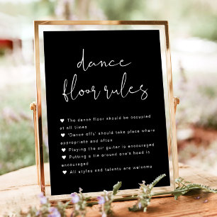 JOVI Edgy Black Wedding Dance Floor Rules Signiere Poster